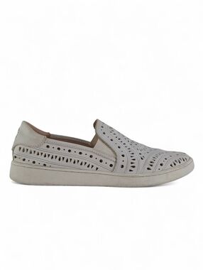 UGG Women's Cas Perf Leather Laser Cut Slip On Sneakers White 11